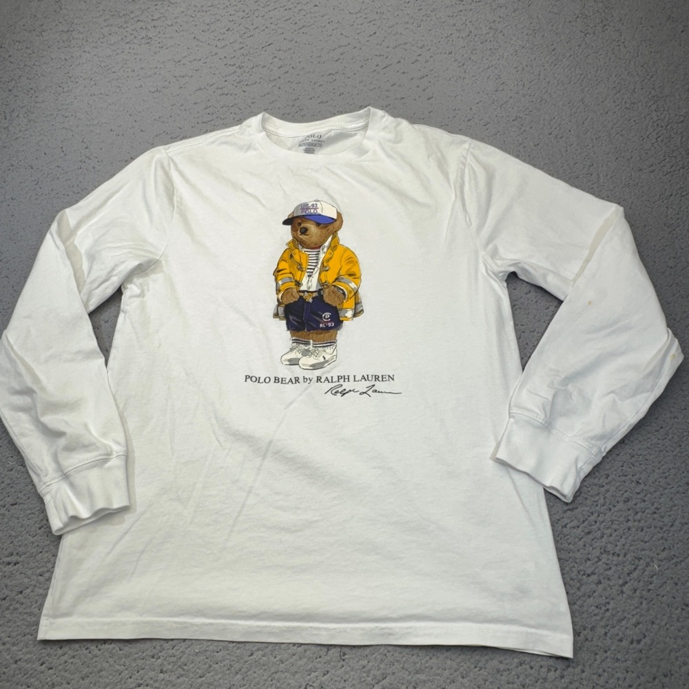 Polo Ralph Lauren Shirt Boys XL Long Sleeve Preppy Bear Graphic Stadium RL 93